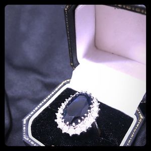 Blue Sapphire & Diamond Ring